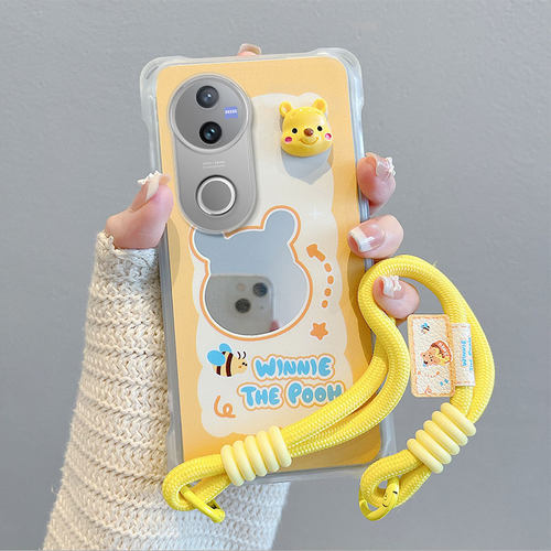 适用Vivo V50海外版手机壳V50 5G国际版气囊CPH2427防摔硅胶保护套软个性创意镜子斜挎挂绳卡通可爱新款