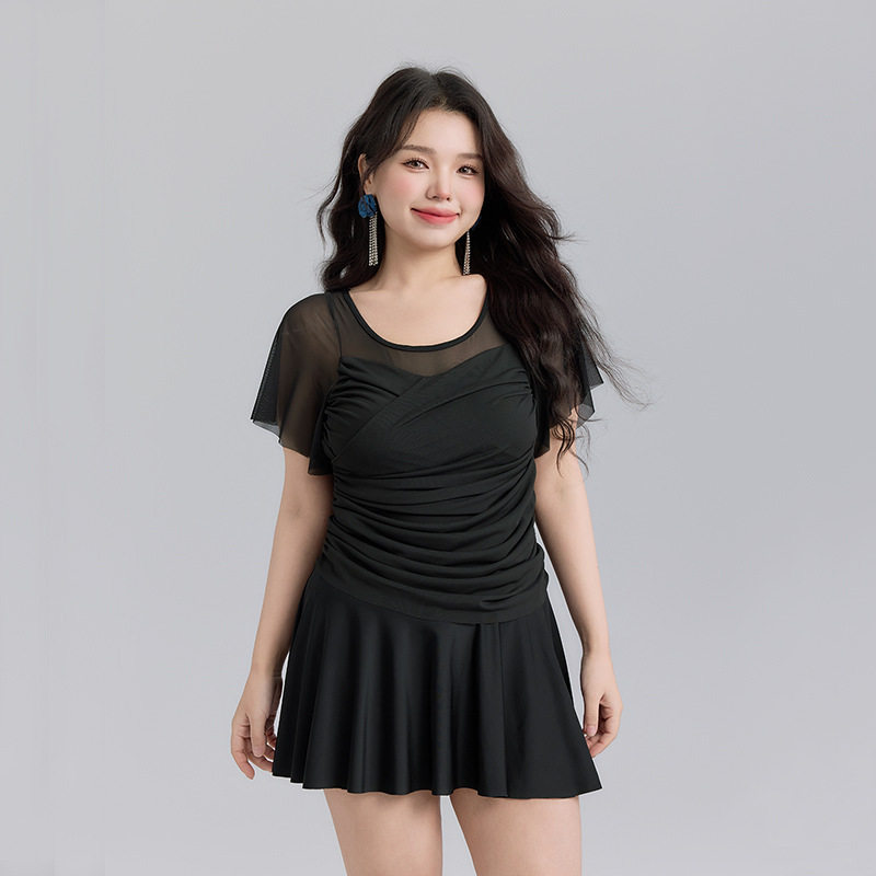 泳衣女款高级感绝美连体裙式显瘦保守遮肉大码胖mm200斤温泉泳装