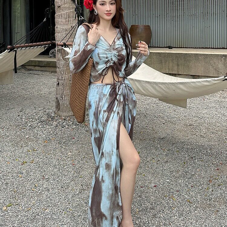 大码胖mm泳衣女比基尼四件套