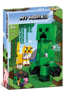 我的世界大人仔爬行者和豹猫21156儿童益智拼装中国积木玩具11474