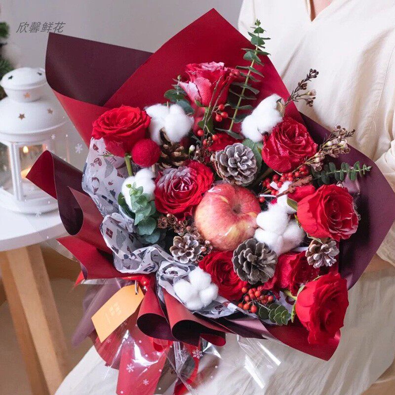 圣诞节平安夜草莓诺贝松苹果花束鲜花速递同城北京上海广州配送