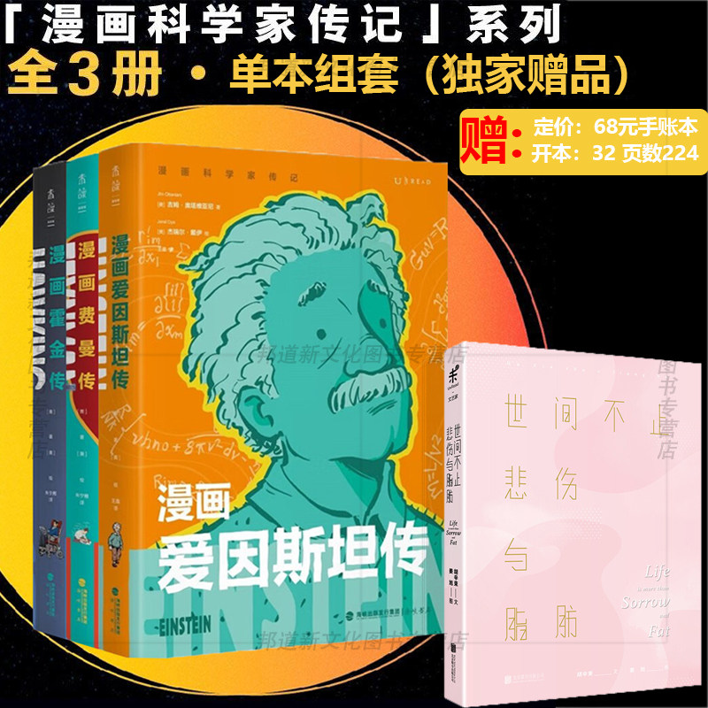 现货【赠手账本】漫画科学家传记（全3册）：漫画爱因斯坦传+漫画霍金传+漫画费曼传 富有洞察力的漫画传记 未读·探索家