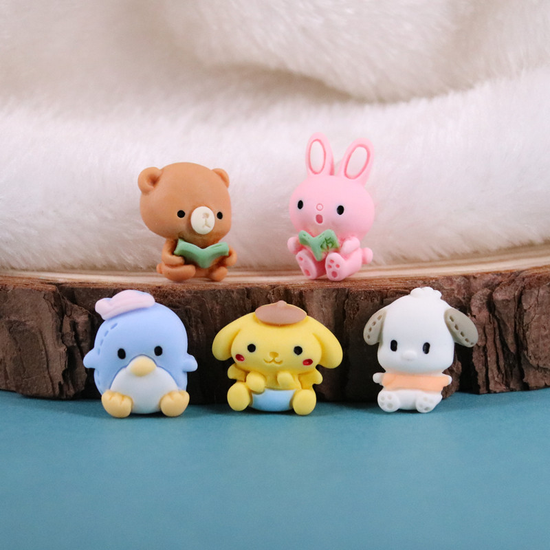 卡通看书学习小动物树脂配件diy奶油胶手机壳材料发饰鞋服包辅料