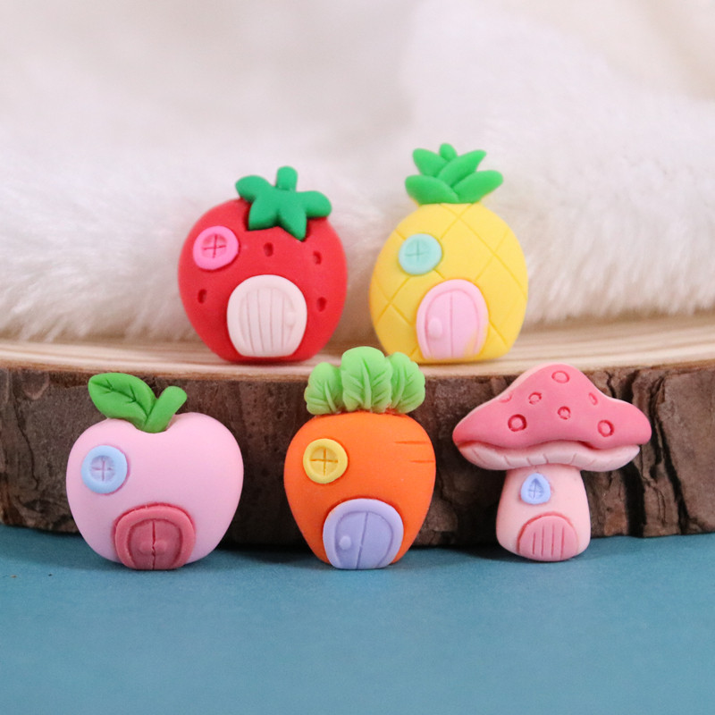 卡通水果屋蔬菜房子树脂配件diy奶油胶手机壳材料发饰鞋服包辅料