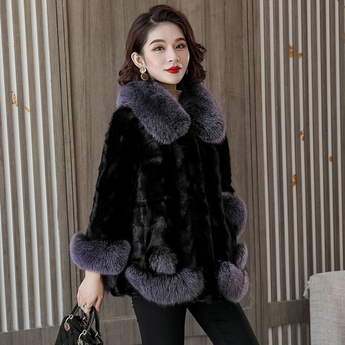 海宁水貂毛外套短款妈妈装