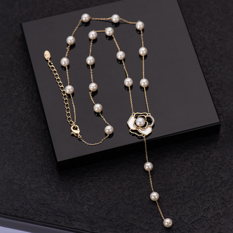 晶柜项链女款2026新款夏季轻奢高级感珍珠锁骨链小众时尚百搭简约