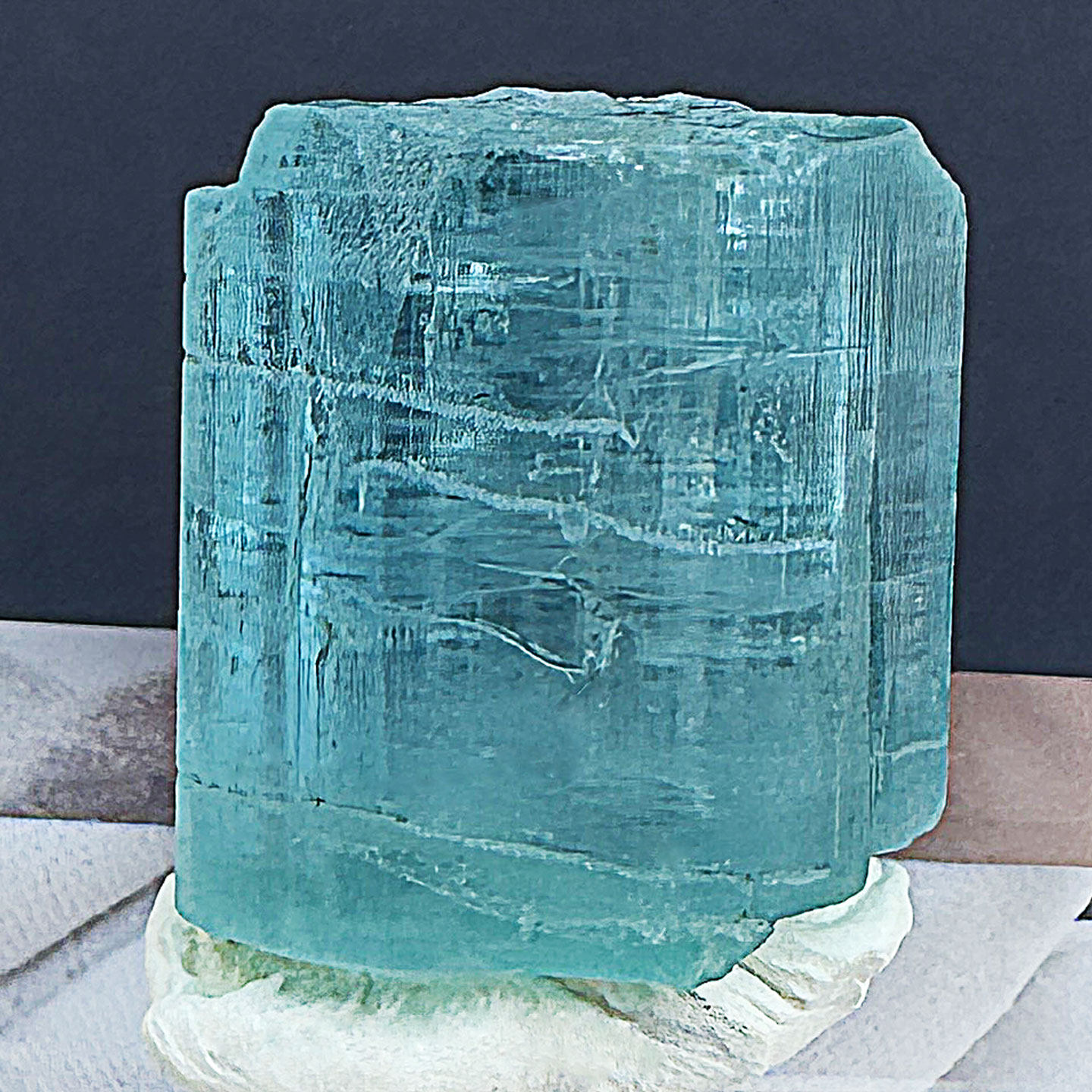 海蓝宝原石矿标摆件吊坠教学标本