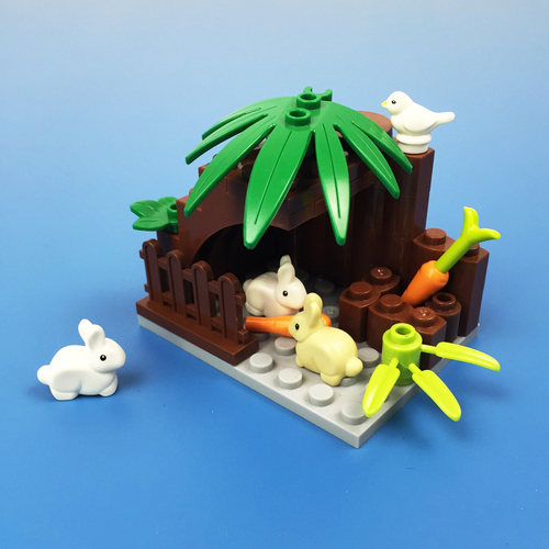 可爱迷你兔子窝小颗粒积木摆件