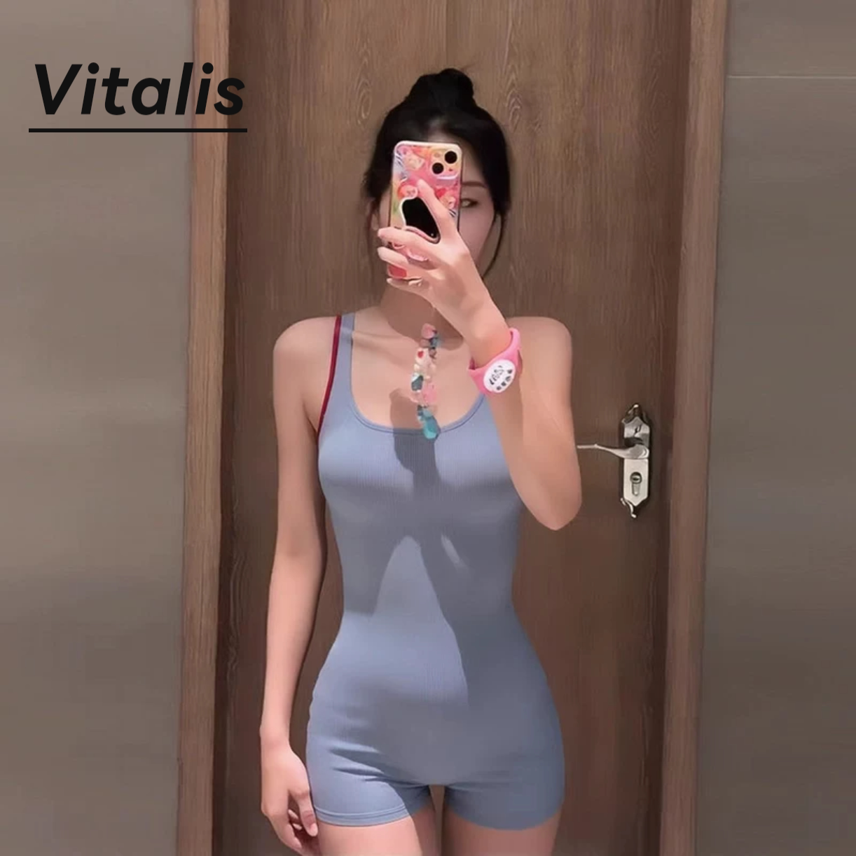 Vitalis26新款游泳馆专用女士连体保守平角裤遮肚显瘦竞速游泳衣