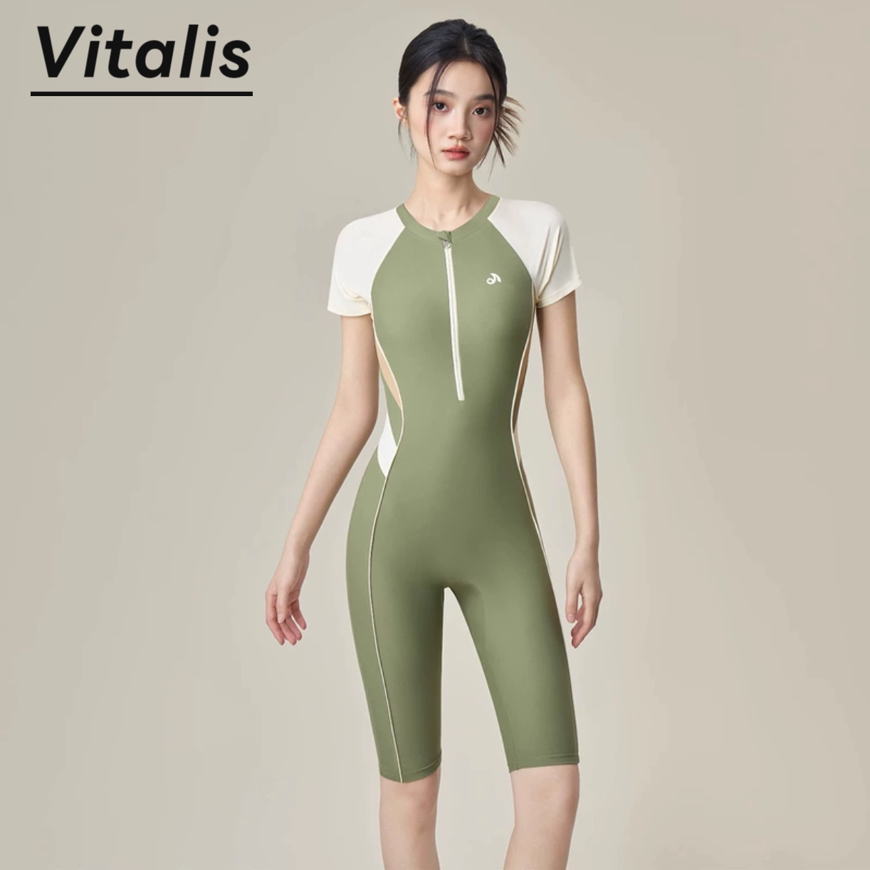 Vitalis泳衣女2026年新款竞速连体五分游泳衣游泳馆专用连体女士