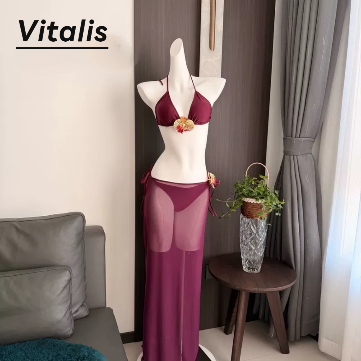 Vitalis新款紫色显白辣妹比基尼