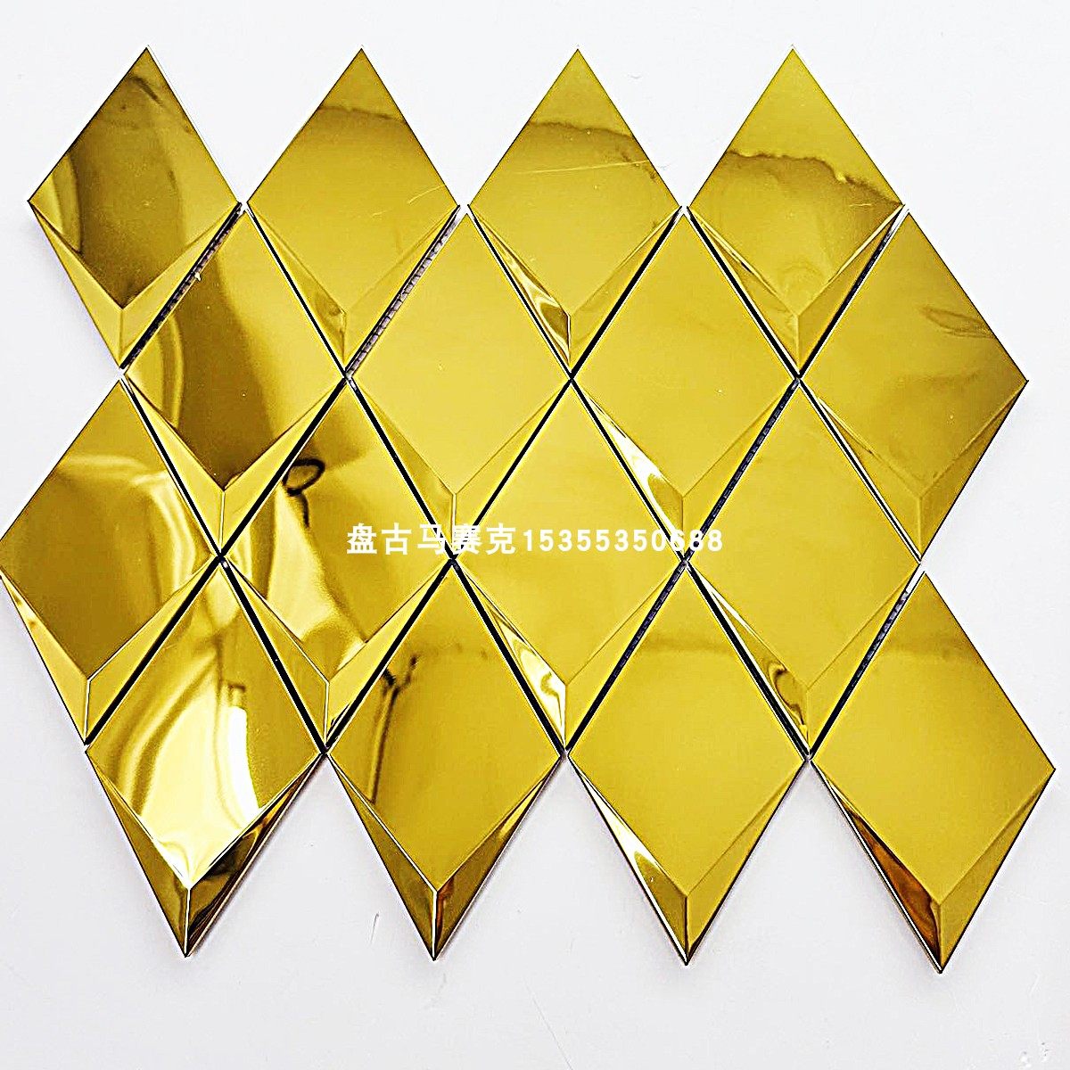 菱形镜面不锈钢马赛克瓷砖吧台背景墙KTV墙贴夜场3D立体金属墙砖