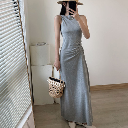 褶皱轻熟女神弹力a型修身风长裙