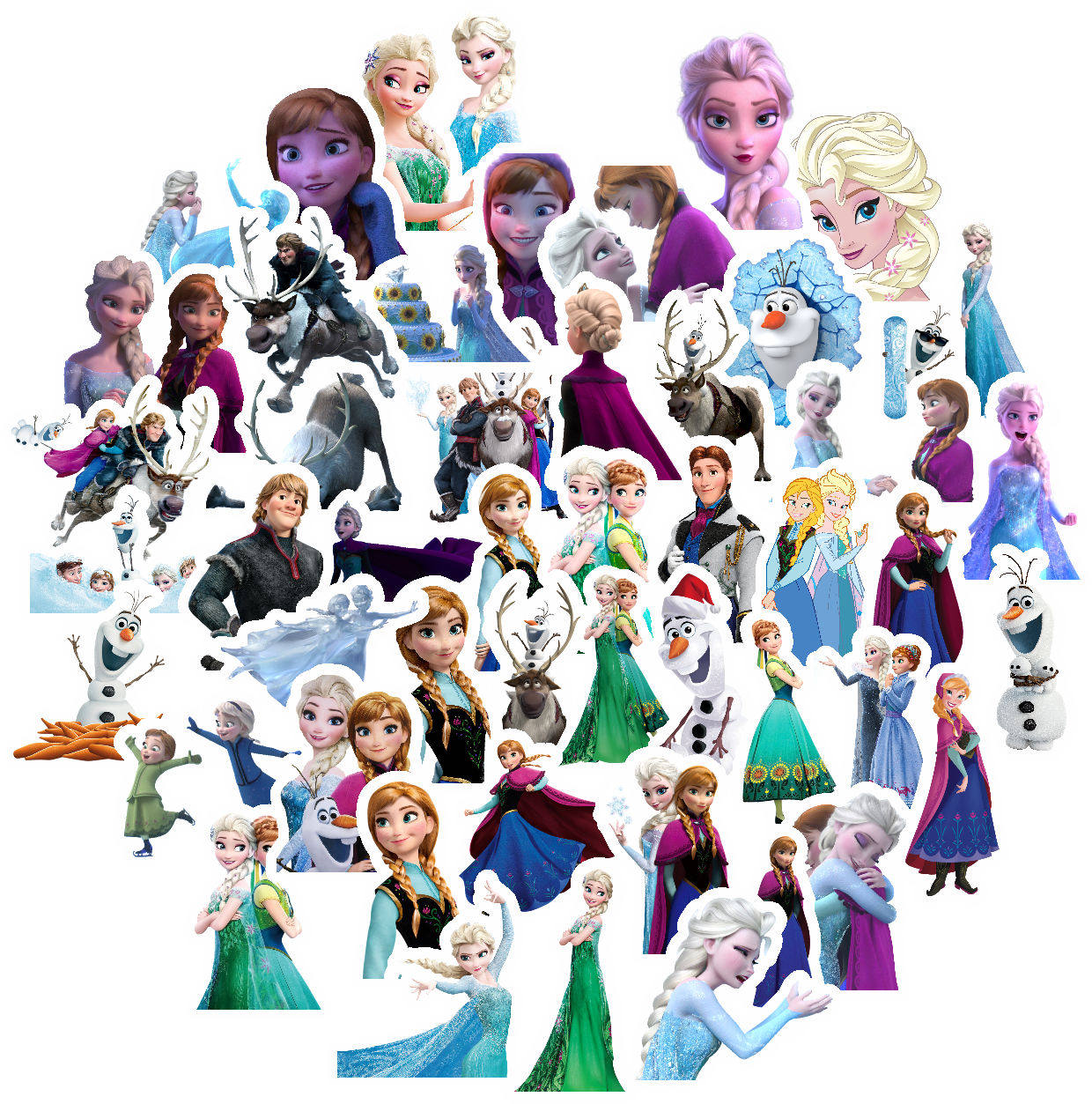 50张卡通艾莎公主冰雪奇缘儿童手账文具笔记本电脑钓箱装饰贴纸