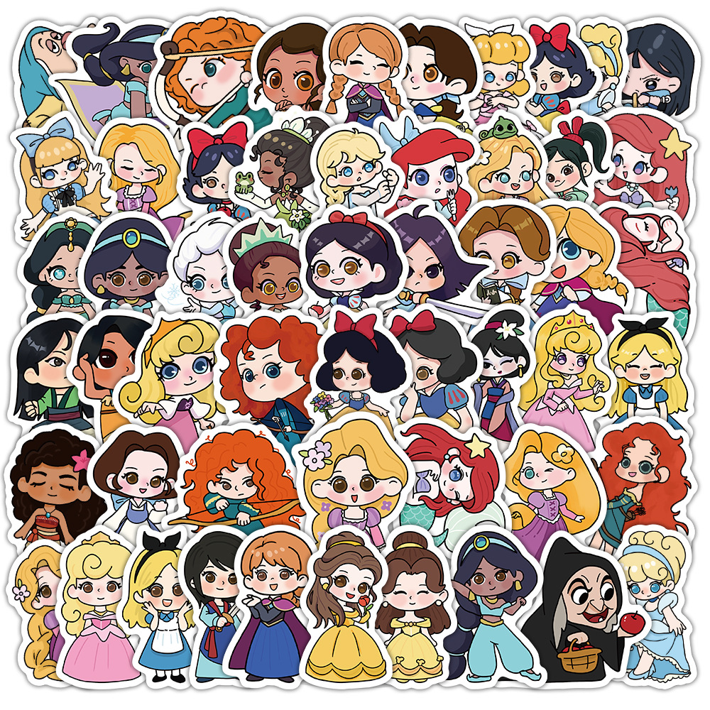 100张儿童女孩公主贴贴纸可爱卡通DIY创意文具水杯饭盒书桌平板