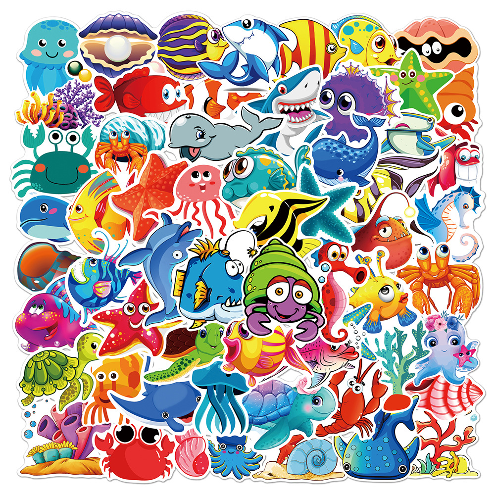 海洋动物鲨鱼可爱卡通手账贴纸