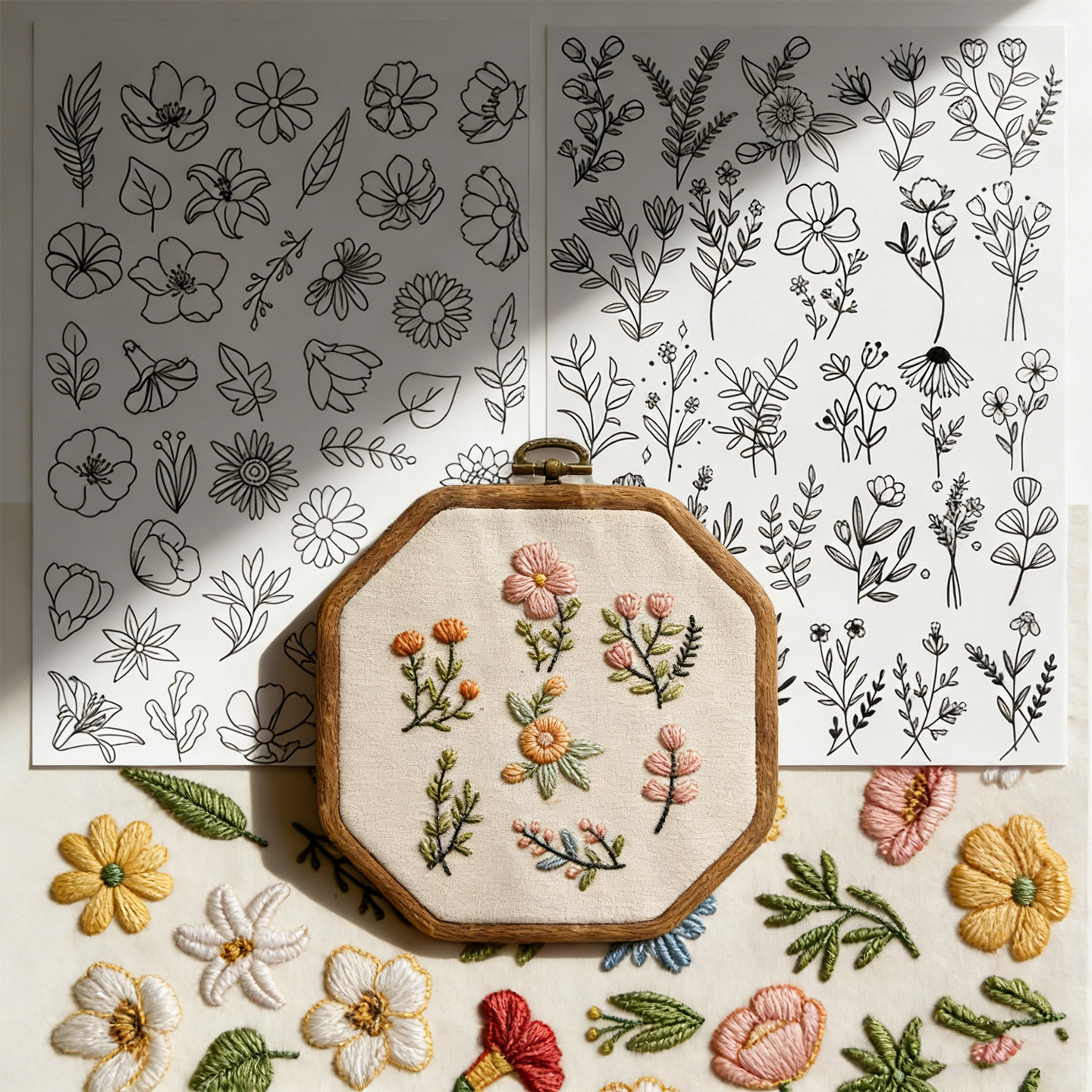 花卉花朵鲜花复古刺绣图案水溶布自粘DIY手工衣服补丁遮丑刺绣画