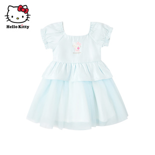 Hello Kitty凯蒂猫春季女童甜美公主裙短袖连衣裙洋气裙子
