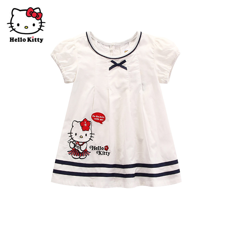 Hello Kitty女童短袖韩版宽松连衣裙小童纯棉A版公主裙子