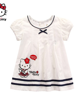 Hello Kitty女童短袖韩版宽松连衣裙小童纯棉A版公主裙子