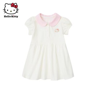 Hello Kitty凯蒂猫夏季女童棉POLO领短袖连衣裙夏季可爱裙子