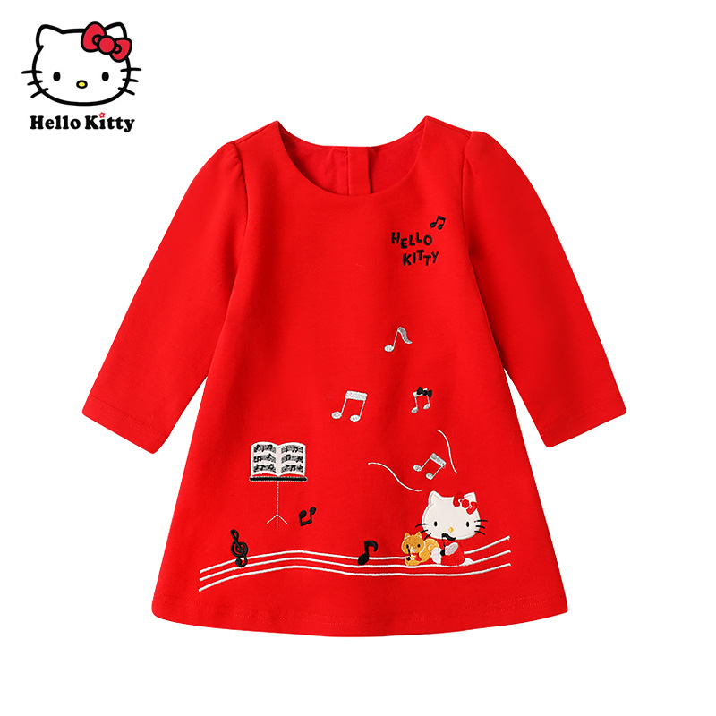 Hello Kitty童装女童春秋长袖连衣裙子洋装洋气公主裙