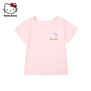 T恤圆领休闲上衣 卡通印花纯棉短袖 Hello Kitty凯蒂猫女童夏季