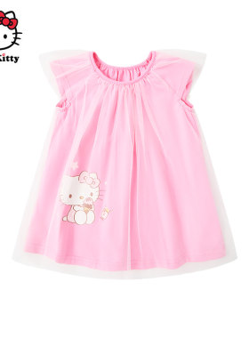 Hello Kitty凯蒂猫女童连衣裙夏季卡通公主裙网纱裙子洋装