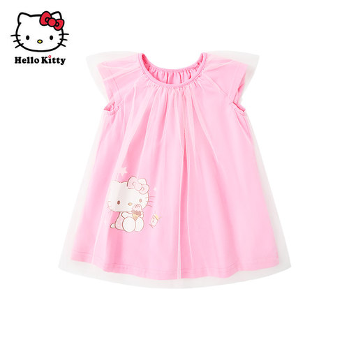 Hello Kitty凯蒂猫女童连衣裙夏季卡通公主裙网纱裙子洋装