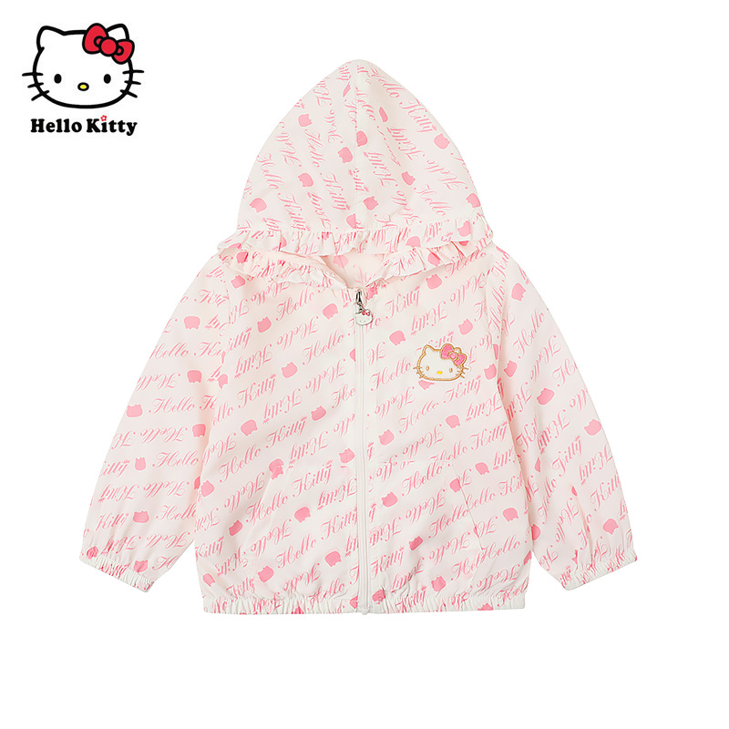Hello Kitty童装女童春款防晒连帽外套皮肤衣休闲外套
