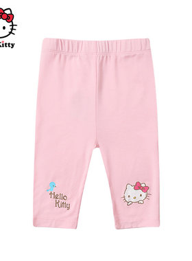 Hello Kitty童装女童夏款莫代尔七分打底裤休闲裤子七分裤