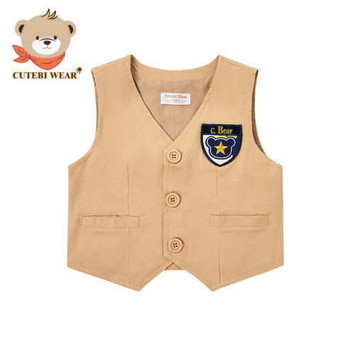 清仓Cutebi Wear秋季儿童V领马甲背心男童学院风棉质西装马甲