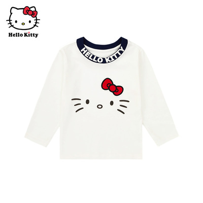 Hello Kitty凯蒂猫童装女童纯棉长袖T恤婴儿圆领休闲上衣丝柔棉
