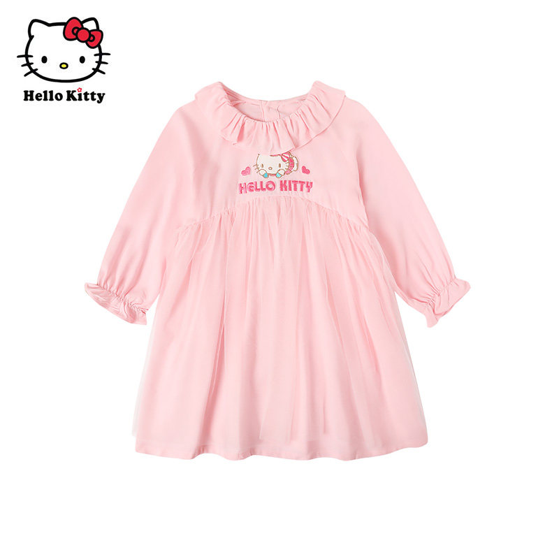 Hello Kitty童装女童春秋长袖高腰连衣裙子网纱裙洋装洋气公主裙,童装/婴儿装/亲子装,连衣裙,淘宝优惠券,粉丝福利购,淘宝优惠卷