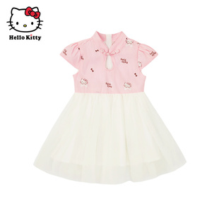 Hello Kitty凯蒂猫童装女童连衣裙夏季女孩网纱裙儿童短袖裙子