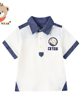 清仓Cutebi Wear学院夏撞色翻领POLO衫短袖T恤男童纯棉休闲上衣