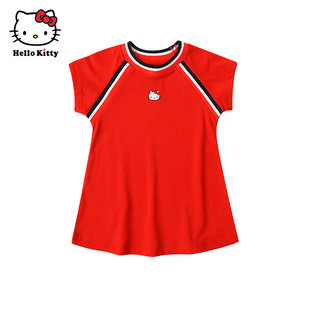 HelloKitty凯蒂猫童装女童连衣裙短袖背心裙子透气运动风