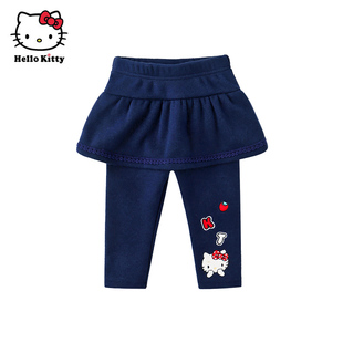 Hello Kitty凯蒂猫女童冬季加绒裙裤打底裤保暖长裤子
