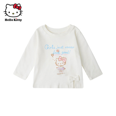 Hello Kitty凯蒂猫女童春秋长袖T恤宝宝圆领衫棉长袖T恤打底衫