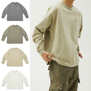LAPRIMA  LAP BLANK LS蜡染洗水长袖纯棉圆领T恤重磅日系军事工装