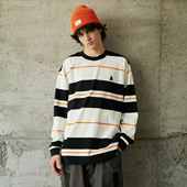 STRIPE CREW NECK LAPRIMA 日系基础条纹长袖 宽松纯棉小领口上衣
