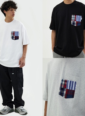 LAPRIMA PATCHWORK  POCKET T恤LAP拼接百家布双层口袋重磅短袖