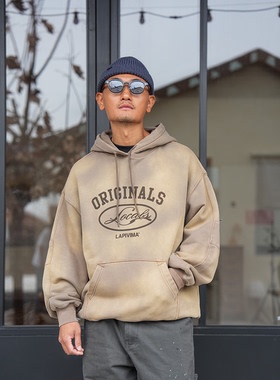 LAPIVIMA SPLASH-DYE PRINT HOODED重磅喷染连帽印花复古做旧卫衣