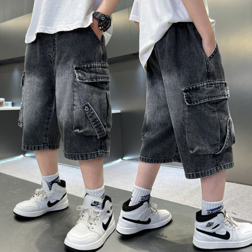 男童工装牛仔短裤夏季薄款2026新款中大儿童裤子男孩五分裤宽松潮