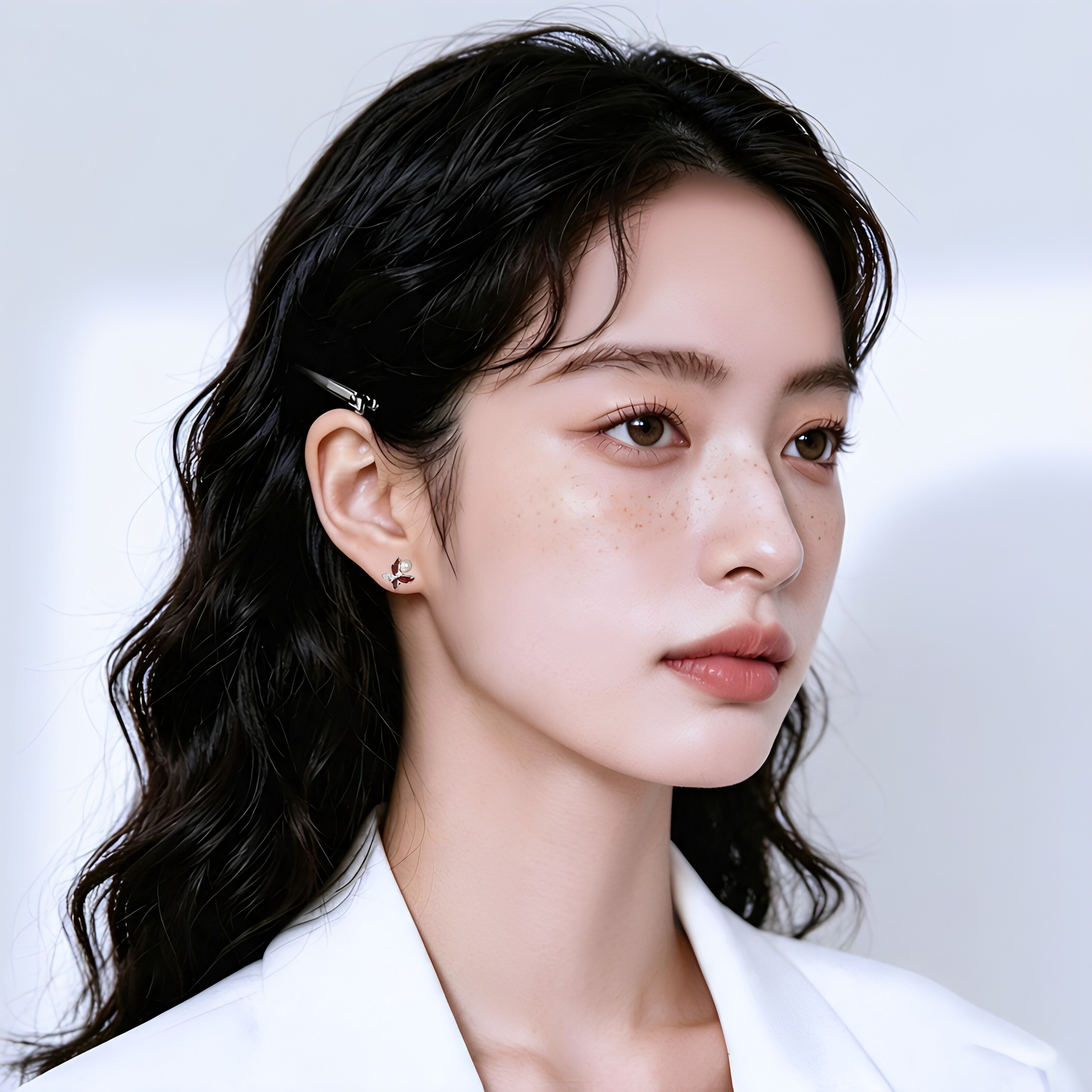 甜美仙女风蝴蝶滴胶耳钉925银