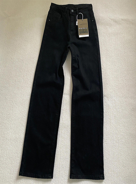 175高个子加长180黑色加绒直筒牛仔裤女修身显瘦弹力窄版拖地长裤