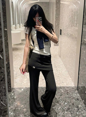 175高个子超长180黑色屁帘高弹喇叭裤女春季2026阔腿裤垂感马蹄裤