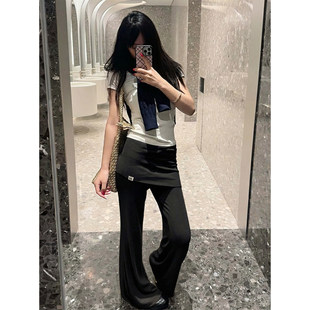 垂感马蹄裤 2026阔腿裤 女春季 175高个子超长180黑色屁帘高弹喇叭裤