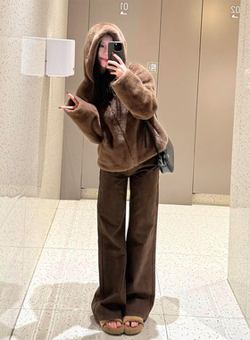 高个子加长美拉德棕色宽松阔腿裤女2026春新款显瘦百搭高腰牛仔裤