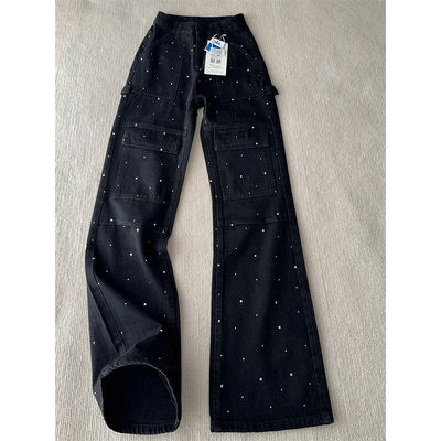 175高个子加长满天星带钻工装裤